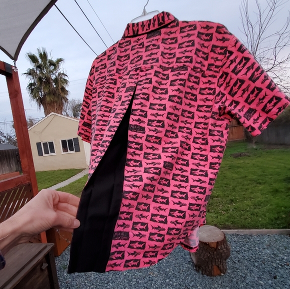 Maui and Son's Men's Short Sleeve Shirt. Hot Pink/Black. Homemade. LNPWC. - Picture 8 of 15